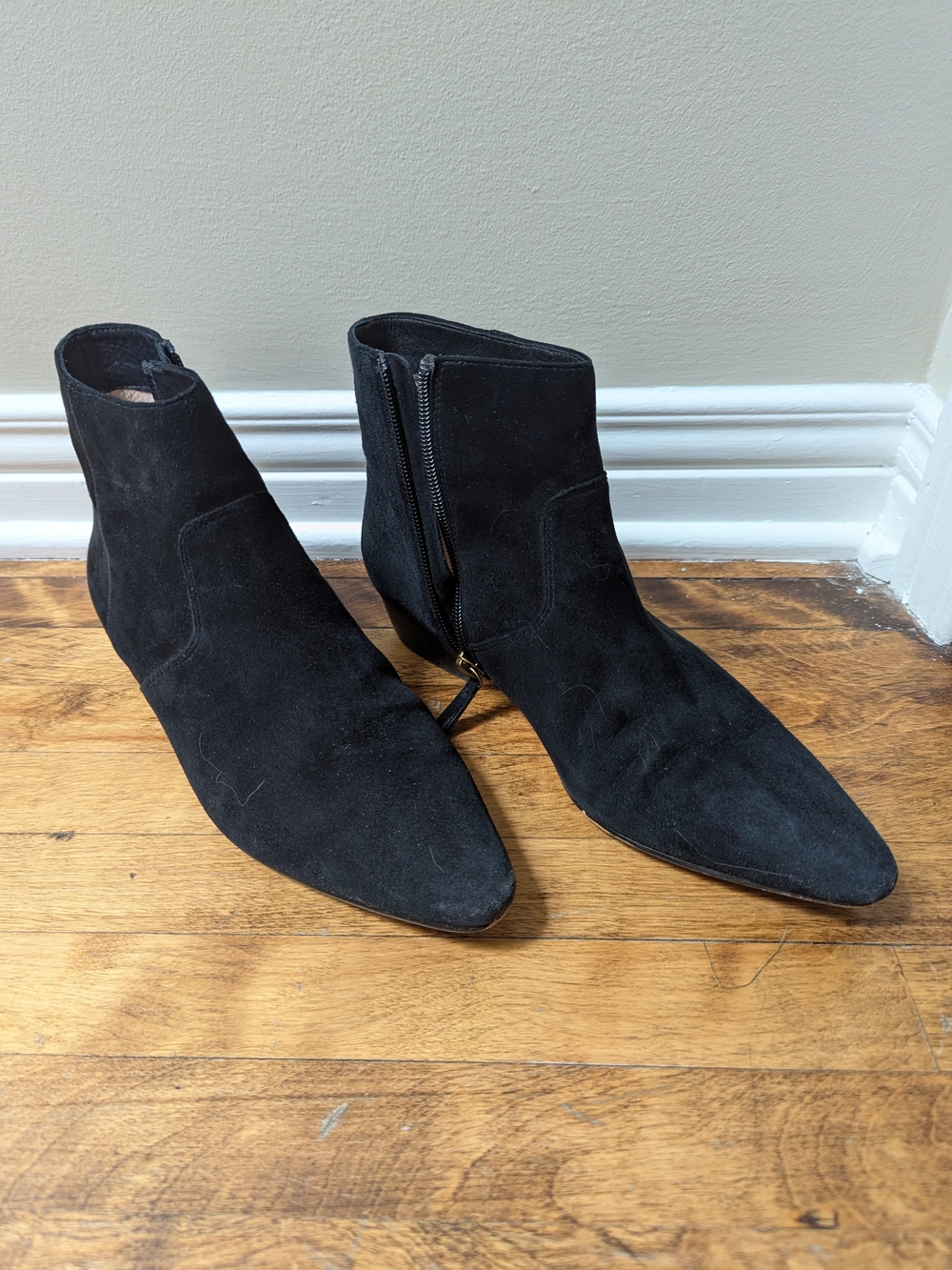 J. Crew Black Suede Pointed Toe Ankle Booties